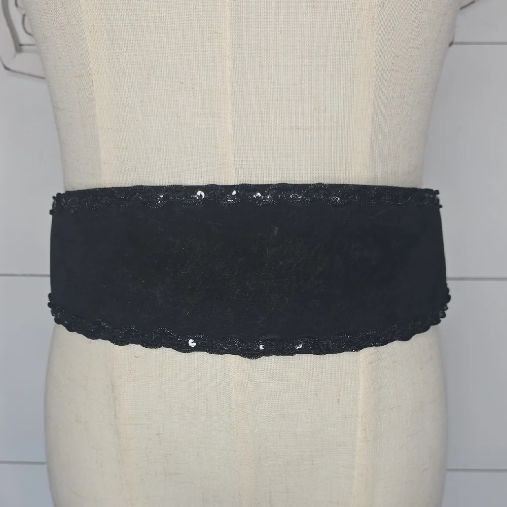 Vintage Geniune Suede Embellished Belt